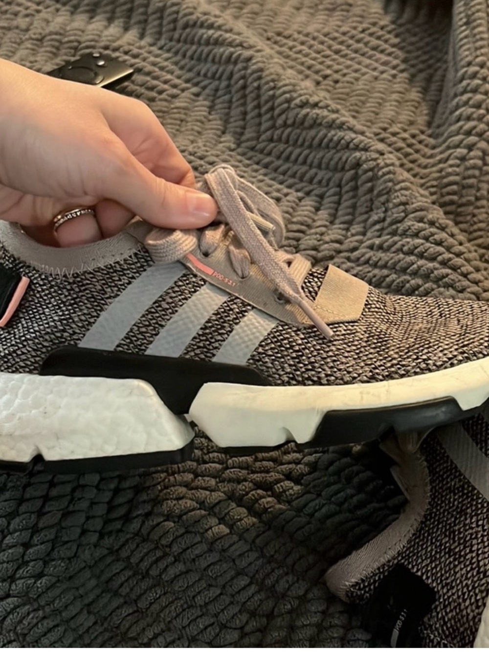 adidas Knit Trainer in Gray and White